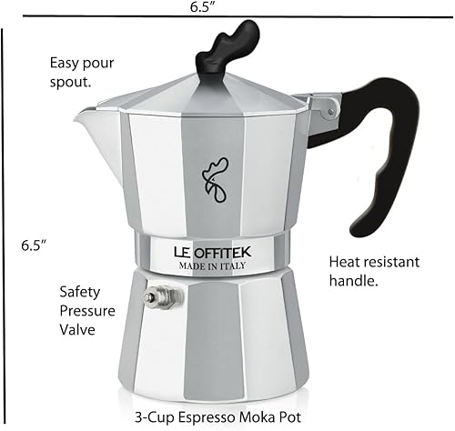 Miniatura 9 de Lorren Home Trends Amika Made In Italy - Cafetera clásica para estufa, café italiano, 1 taza