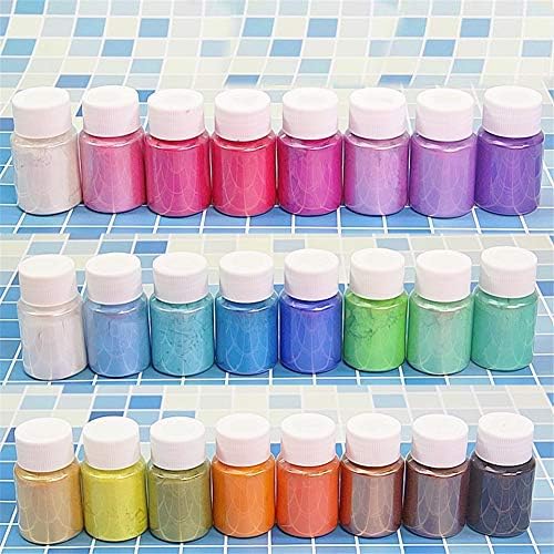 Mica Powder 24 Colors 240g/8.4oz Set for Epoxy Resin, Soap Making, Bath Bombs, Polymer Clay, Tumblers, Makeup, Lip Gloss, Nail Art?Premium Cosmetic Grade Mica Pigment Powder Gift Box Packaging