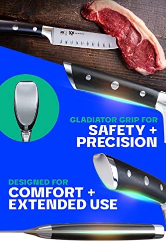 DALSTRONG Steak Knives 4-Piece Set - 5" - Straight-Edge Blade - Gladiator Series - Forged German High-Carbon Steel - Black G10 Handle - Sheaths Included - NSF Certified