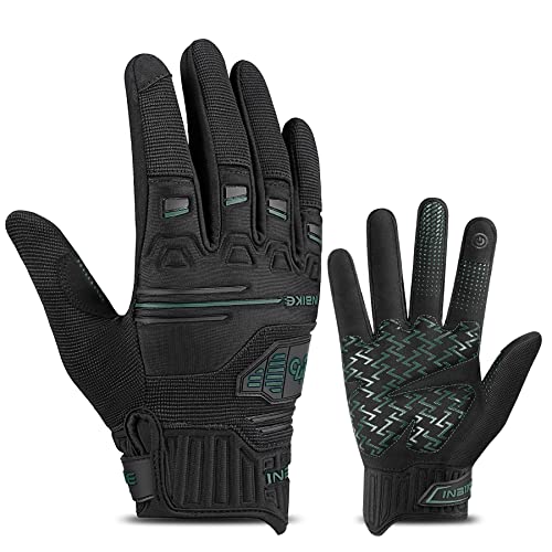 INBIKE Gants VVT Homme Velo Moto de Cross homologué Simracing Cyclisme ete Femme BMX Cycliste Bicyclette Anti-Choc Sport Rembourré Respirant Gel Vert XL