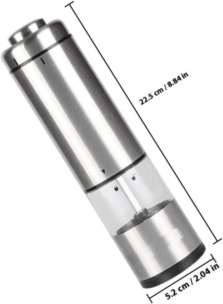 GARVALON Stainless Steel Automatic Pepper Grinder Electric Mill Small Handheld Kitchen Tool Reusable Salt and Pepper Spice Mill for Cooking and Dining