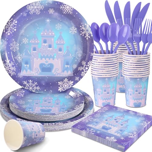 Gudvilla Frozen Plates and Napkins Party Supplies for Birthday