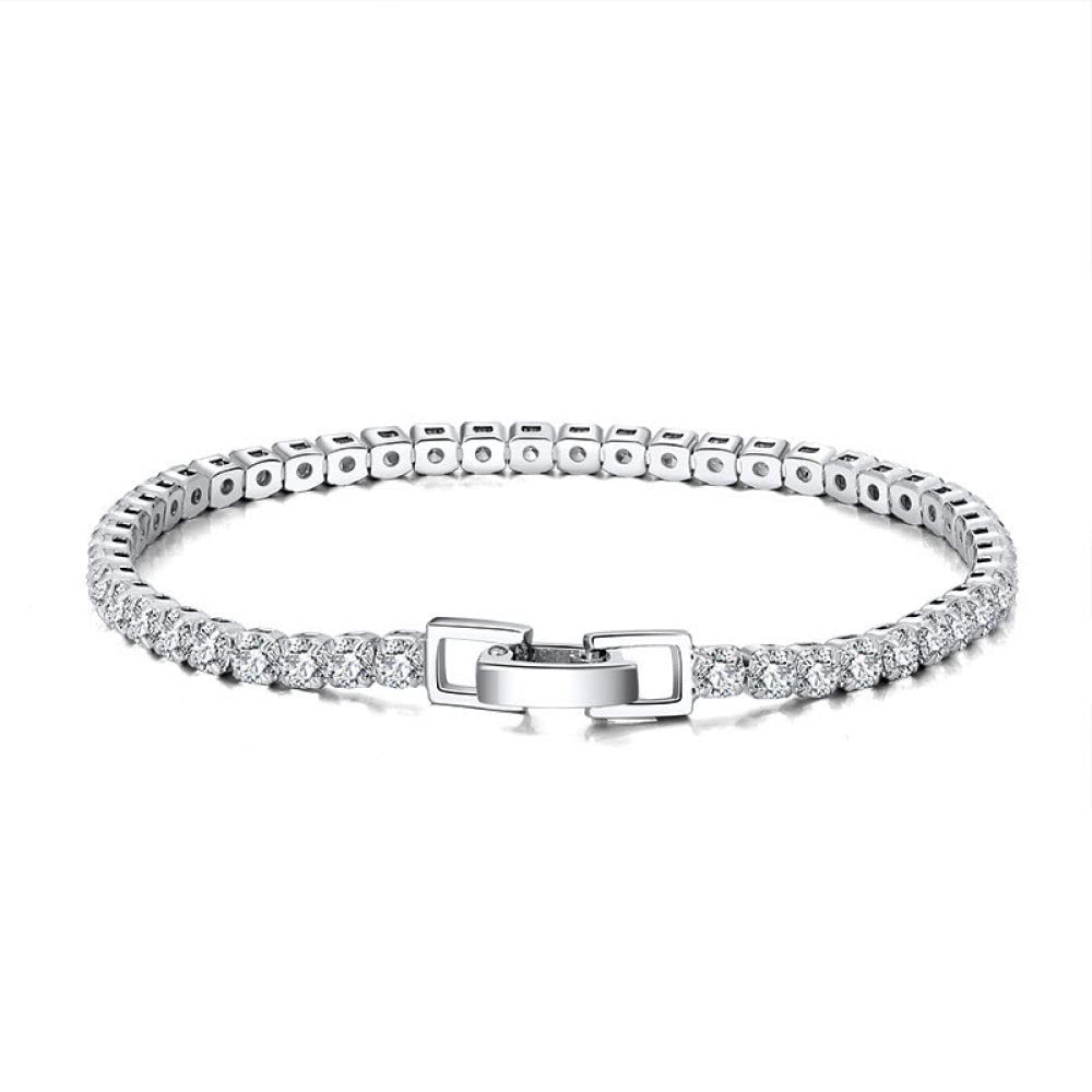 Armkette Damen,Exquisites Tennisarmband Aus S925-Sterlingsilber, 3 Mm, Weißer Zirkon, Charm-Diamant, X-Link-Armbänder, Freundschaftsarmband, Leichter Luxusschmuck Für Damen, Herren, Geschenk, 6,5