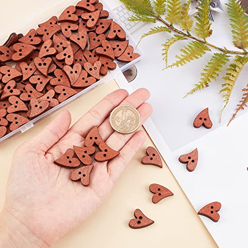 Ph Pandahall 100Pcs Wooden Heart Buttons Heart Paint Buttons 2 Holes Sewing Scrapbooking Buttons For Diy Sewing Crafting Making For Wedding Valentine's Day, Mother's Day, Thanksgiving, 2X1.6Cm #TOP4