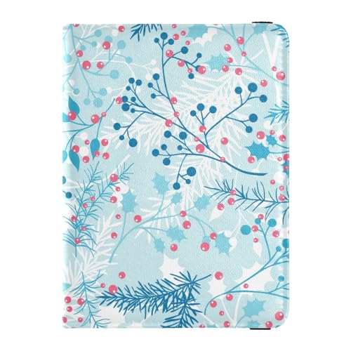 Custodia per passaporto per donne e uomini per da viaggio con blocco RFID motivo floreale invernale blu scandinavo Fiore blu Taglia unica Casual