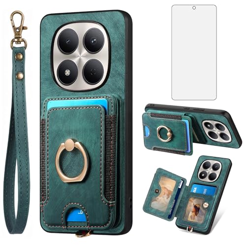 Asuwish �g�ѓd�b�P�[�X Xiaomi Redmi Note 14 Pro 4G �E�H���b�g�J�o�[ �����K���X�X�N���[���v���e�N�^�[�ƃ��X�g�X�g���b�v�t�� RFID�N���W�b�g�J�[�h�z���_�[ �����O�X�^���h �Z���A�N�Z�T���[ 14Pro ���f�B�[�X ��