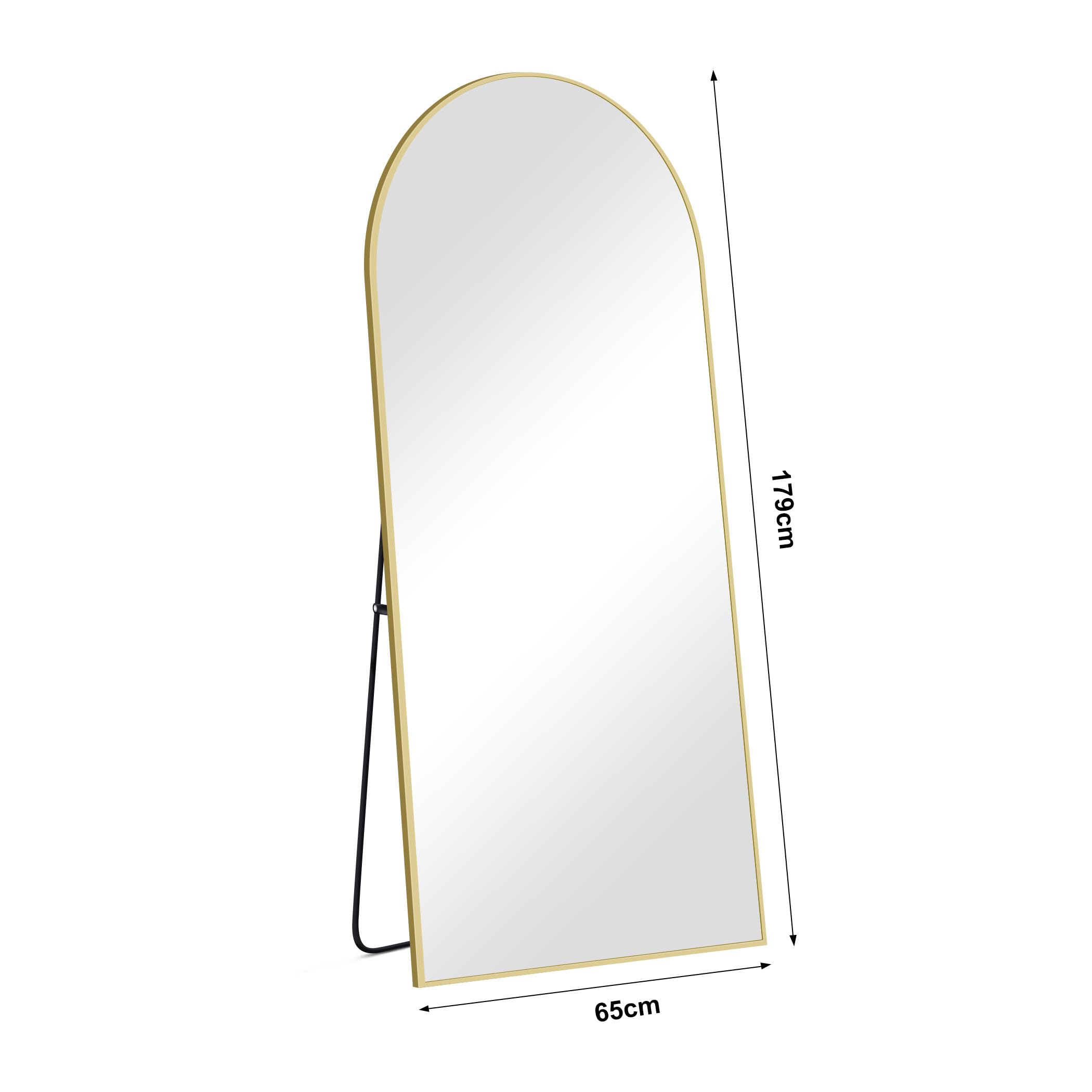 NIMURY Specchio da Terra 179x65 cm, Specchio ad Arco con Cornice in Alluminio oro per Bagno, Camera da Letto, Ingresso e Corridoio