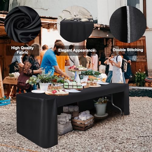 ABCCANOPY 6 FT Rectangle Tablecloth Table Cover for Rectangular Tables Washable Polyester Banquet Buffet Parties Holiday Dinner Wedding Meeting Black - Image 5