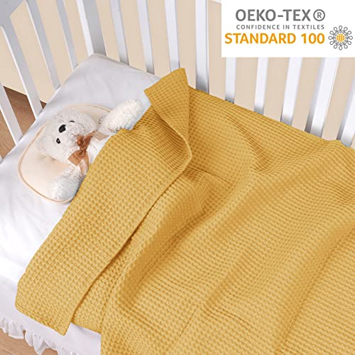 Image of PHF 100% Cotton Waffle Baby Blanket Lightweight Breathable, 30 inchx40 inch, Ginger