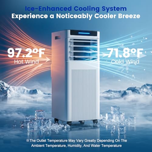 Image of 10000 BTU Portable Air Conditioners, Portable AC up to 450 Sq.Ft,4 in 1 Portable AC Unit with Cool,Dehumidifier,Fan Modes&Sleep,Remote Control&24H Timer,AC Unit for Bedrooms