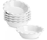 MALACASA Ceramic Mini Pie Dishes, Pie Pan for Baking 6.6 Inch,12 OZ Pie Plate Round Pie Dish for Baking Fluted Pie Dish Baking Pan, Non Stick Deep Pie Dishes for Quiche (Ivory White, 6PC)