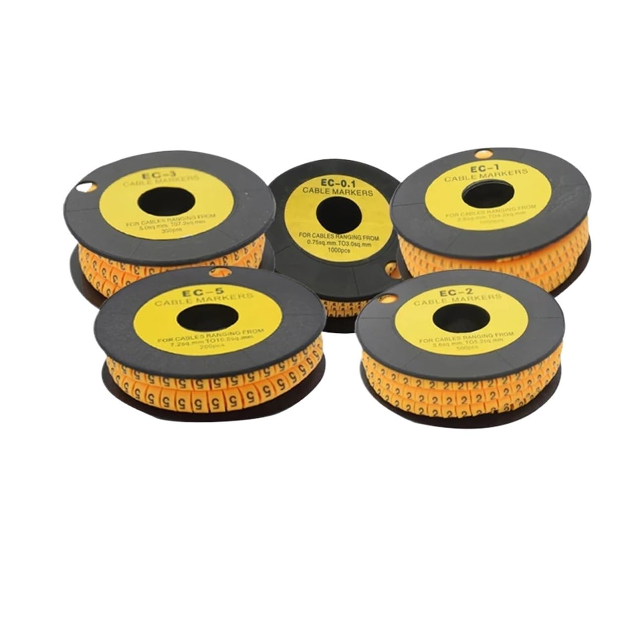 Kabelmarkierer 1 Rolle Nummernröhre EC-0.1 EC-0 EC-1 EC-2 EC-3 EC-5 Quadratische Nummernröhre Kabelmarkierung Bunte Markierung Draht M Nummer 0 bis 9 Zum Kabel Nummerierung(Number 6,EC-2-4mm)