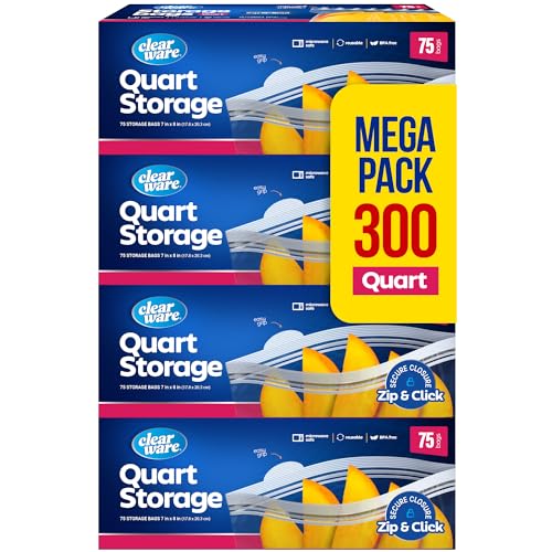 Save on CLEARWARE Double Zipper Storage Bags - 300 Count Quart Size