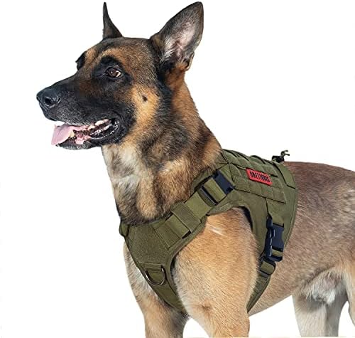 Tactical Dog Harness Vest Military Dog Harness for Large Medium Dogs,No-Pull Service Dog Vest with Hook & Loop Panels,Adjustable Dog Vest Harness for Walking Hiking Training(Black,Medium)