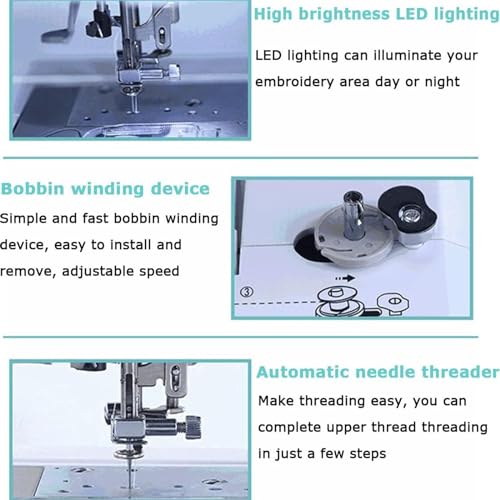 Multifunctionele borduurnaaimachine, elektrische digitale borduurmachine, mini-naaimachine voor thuis, 7-inch LCD-aanraakscherm, voor huisdecoratie, kleding, ambachten - Image 4