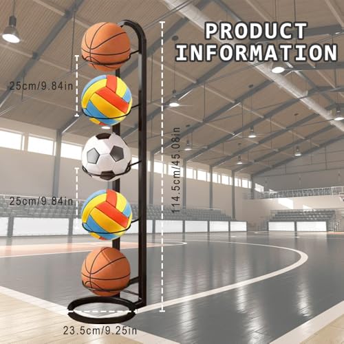 Basketball Aufbewahrungsregal 5 Stufiges, Balllagerregal Ballständer, Abnehmbar Ballhalter Basketball, Abnehmbares Standing Rack Halter, Ball Aufbewahrung Outdoor für Fußball Basketball Volleyball