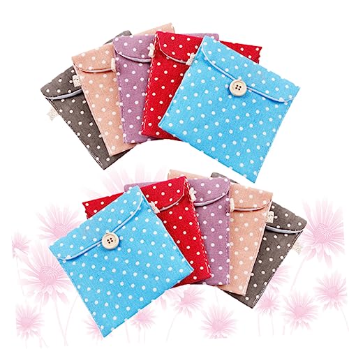 Bolsa organizadora portátil de lino para toallas femeninas 10 pcs miniatura 5