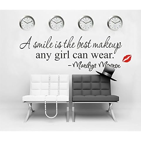 U-Shark A Smile is The Best Makeup Any Girl can wear-DIY Removable Vinyl Wall Sticker/Quote Words Mural Art Decals Decorator 8129 (25" X 8"/ 63 * 20cm) Cover