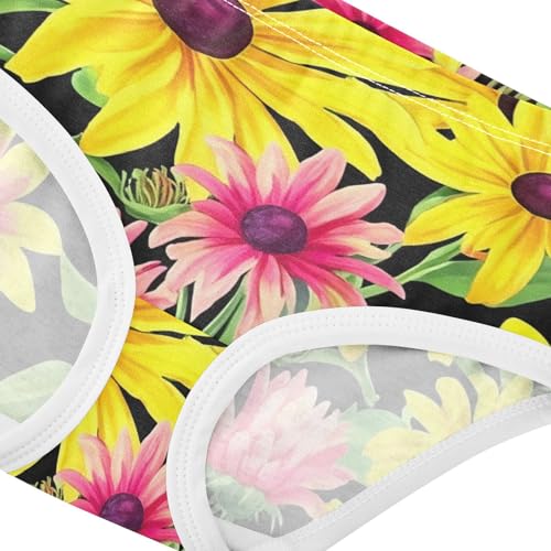Yellow Pink Rudbeckia Flowers Black Toddler Underwear Custom 2t Cotton Panties Little Girl Cartoon Kids Briefs Undies4