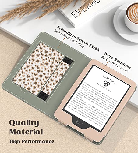 Image of MoKo Case for All-New 6 inch Kindle(11th Generation, 2024 /2022 Release) /(10th /8th Gen, 2019 /2016), Ultra Lightweight PU Shell Cover with Auto Wake /Sleep for Kindle 2024, Love Leopard