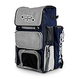 Boombah Superpack Bat Pack -Backpack Version (no Wheels) - Holds up to 4 Bats - Navy/Silver - for...