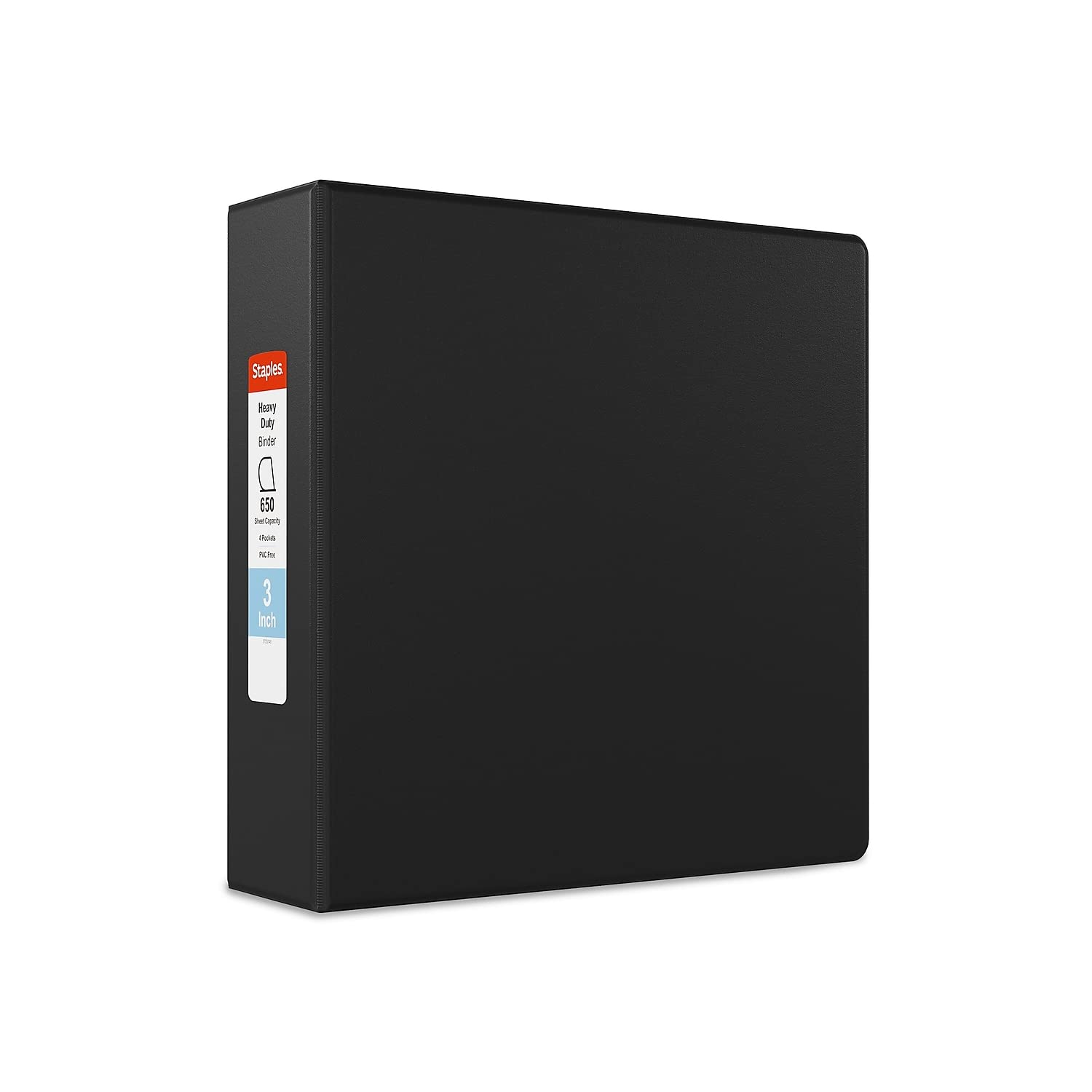 Staples Heavy Duty 3-Inch 3-Ring Non-View Binder Black