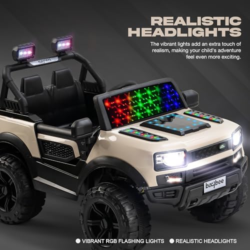 Image of Baybee Rover 4x4 Battery Operated Jeep for Kids, Ride on Toy Kid Car with RGB Windshield Light & Music | Baby Big Battery Cars | Electric Jeep Car for Kids to Drive 2 to 6 Years (Desert)