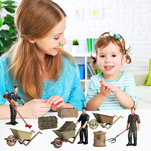 HUSHUI Tiere Spiele Spielzeug Kinder,Farmfutter Lebensmittelzubehör Set Bauernhof Werkzeuge Miniaturfiguren Simulation Szene Bauernhof Modell Mini Pädagogisches Spielset – Bild 8