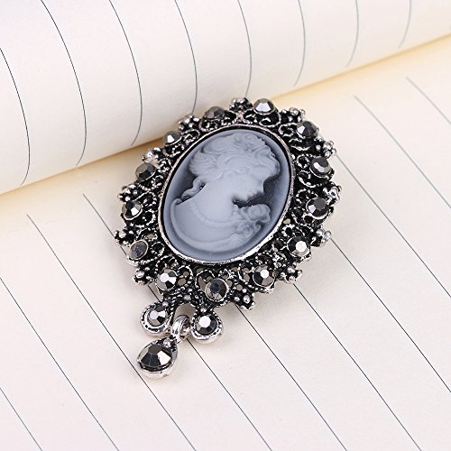 Image of lureme Vintage Elegant Victorian Lady Beauty Cameo with Crystal Brooch Pin (br000017)
