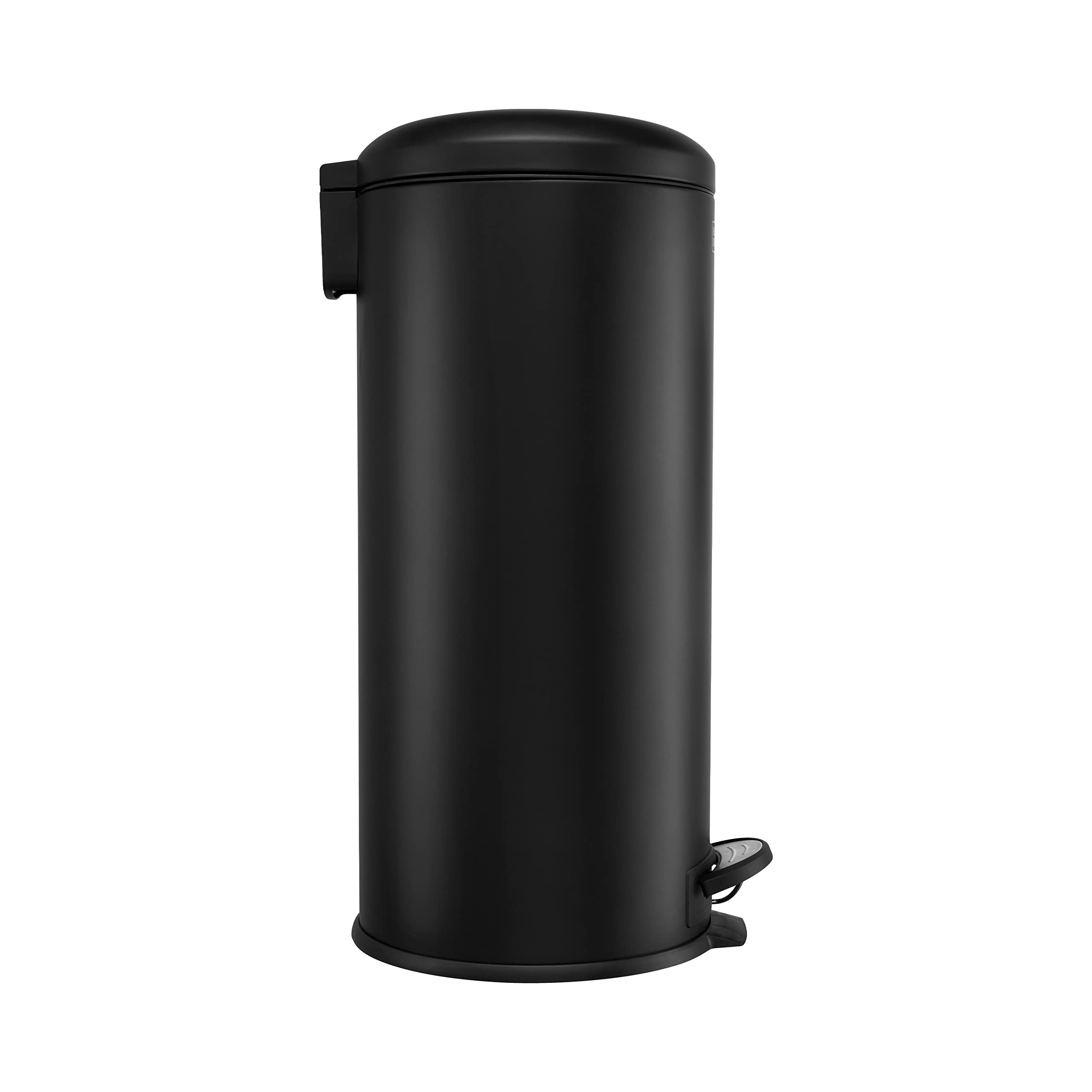 BLACK+DECKER Tretmülleimer 30L Matt Schwarz Slimline | Gewölbter Deckel | Sanft Schließender | Herausnehmbarer Inneneimer mit Tragegriff | Fingerabdruckfrei | Fußpedal
