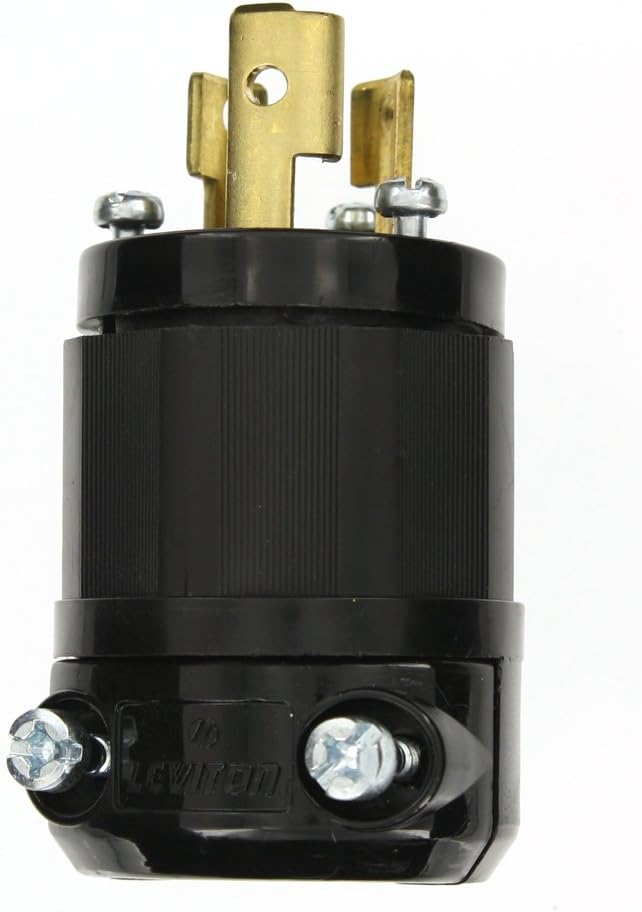 Leviton 4770-B 15 Amp, 277 Volt, NEMA L7-15P, 2P, 3W, Locking Plug, Industrial Grade, Grounding, All Black - Black - Electric Plugs - 