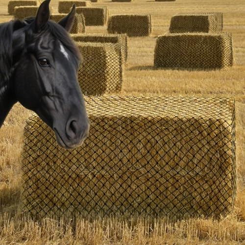 Surecha Square Bales Hay Net for Horses Slow Hay Net Feeder for Horses 47x26x20 Slow Hay Bags Feeder for Horses Fits for 36x18x18 to 47x25x17 Hay Bales Bags