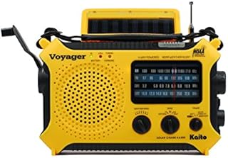 Kaito KA500 5-way Powered Solar Power,Dynamo Crank, Wind Up Emergency AM/FM/SW/NOAA Weather Alert Radio with Flashlight,Reading Lamp and Cellphone Charger, Yellow