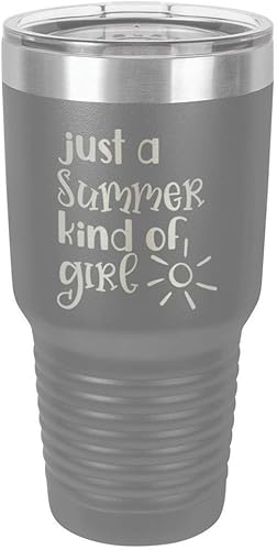 JUST A SUMMER KIND OF GIRL Vaso de 30 oz con pajita y tapa superior deslizante  Taza de viaje de acero inoxidable  Comparar con Yeti Rambler