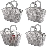 Lawei 4 Pack Plastic Shower Caddy with Handle - Bathroom Shower Tote Basket, Shower Caddy Bins Organizer for Holds Shampoo, Conditioner, Soap, Cosmetics, Beauty Products
