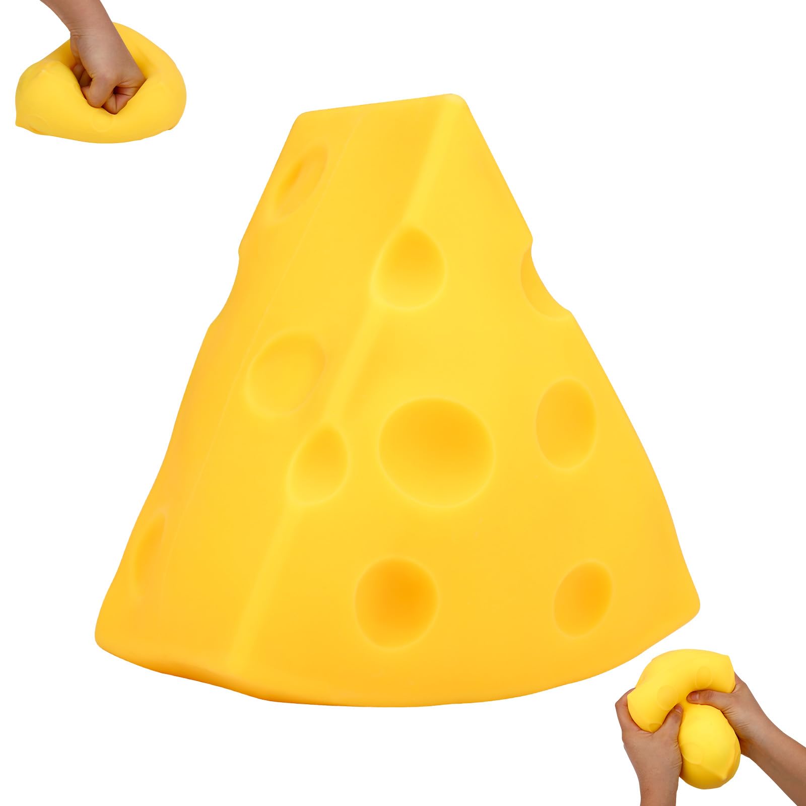 Squeeze Cheese, Soft Squeeze Fidget Cheese Toys Realistic & Funny Pinch Slow Rising Rebound Food Balls for Office School Home Decoration Adults Gift