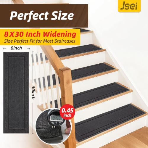 JSEI Stair Treads for Wooden Steps Indoor, 15-Pack, 30" x 8", Dark Grey by JSEI - Used condition - Image 2
