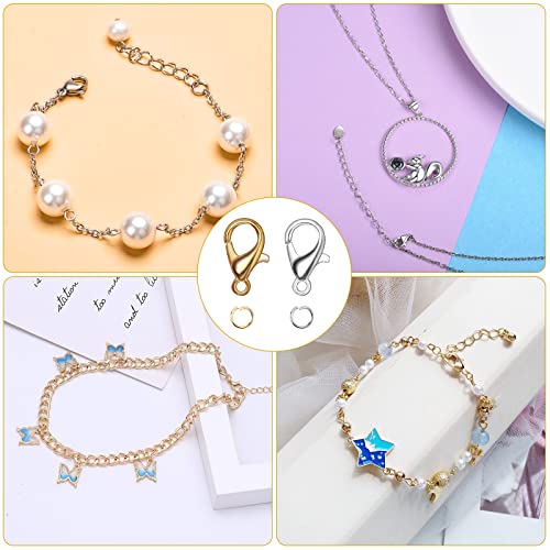 800+ Pieces Lobster Clasps And Open Jump Rings, 12 Mm Lobster Claw Clasps Necklace Fasteners Hook And 5 Mm Jump Rings For Diy Bracelet Necklace Jewelry Making (Kc Gold, Silvery) #TOP3