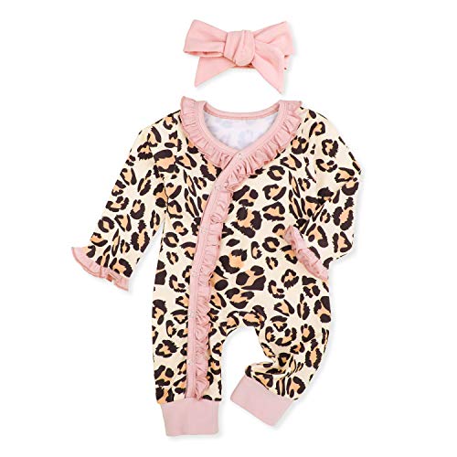 Image of Von kilizo Baby Girl Clothes Cute Floral Infant Newborn Baby Clothes for Girls Letter Print Snap Baby Girl Romper Jumpsuit