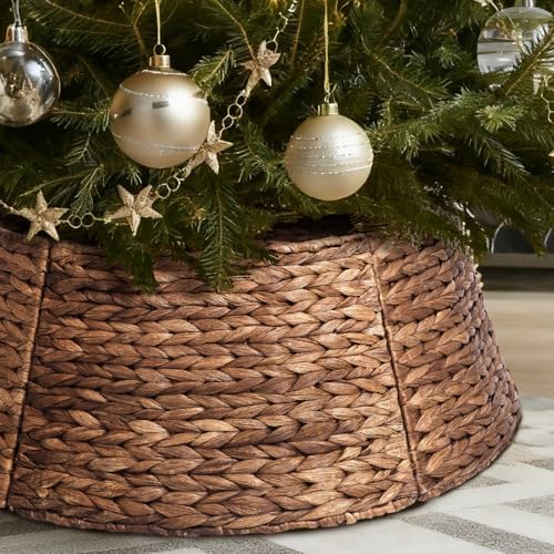 Colar de árvore de Natal de vime de 5 peças - Saia rústica de árv...