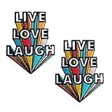 Live Love Laugh Patch, 2Pcs Rainbow Words Embroidered Iron On Patch Decorative Fabric Applique Sticker for Clothes Bags Jacket Jeans Hat Backpacks