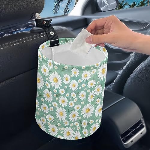 Image of Daisy Green Auto Garbage Can Vehicle Trash Can Rubbish Bag Multipurpose Hanging Headrest Road Trip Must Haves for Kids Car Decor
