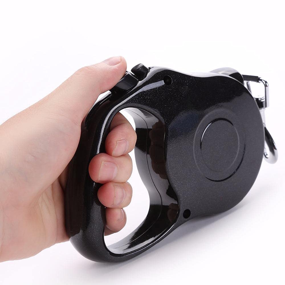 Guinzaglio per cani， Guinzaglio estensibile for cani, 5 m, resistente, in nylon, retrattile, automatico, for passeggiate con cuccioli(Black)