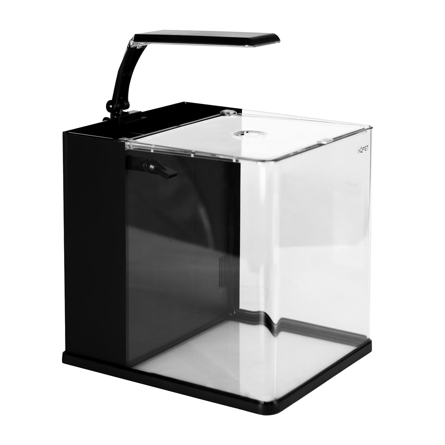 Aqpet Acquario in Vetro per Pesci Tropicali Dolce e Marino Completo di Filtro Illuminazione Led e materiali Filtranti, 19 Litri, 25x27x27 cm
