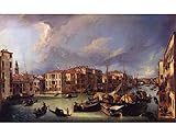 6 pinturas artísticas El Gran Canal con el puente de Rialto en el fondo, pintura al óleo Canaletto sobre lienzo, decoración de pared, pintado a mano por profesores de Academias de Arte