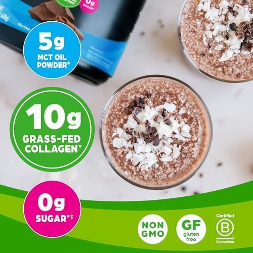 Miniatura 2 de Orgain Polvo de proteína de colágeno keto con aceite MCT chocolate apto para paleo péptidos de colágeno hidrolizados alimentados con hierba tipo I y