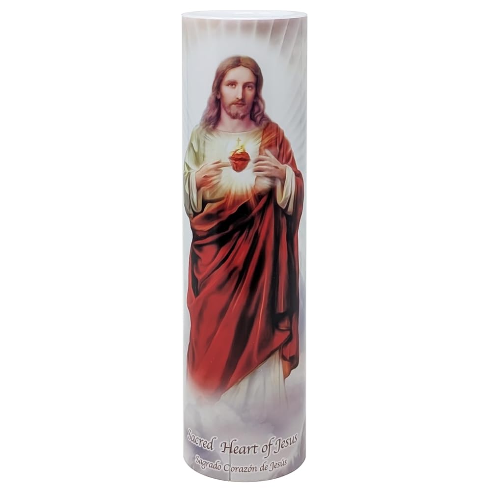 Sacred Heart of Jesus, LED Flameless Devotional Prayer Candle