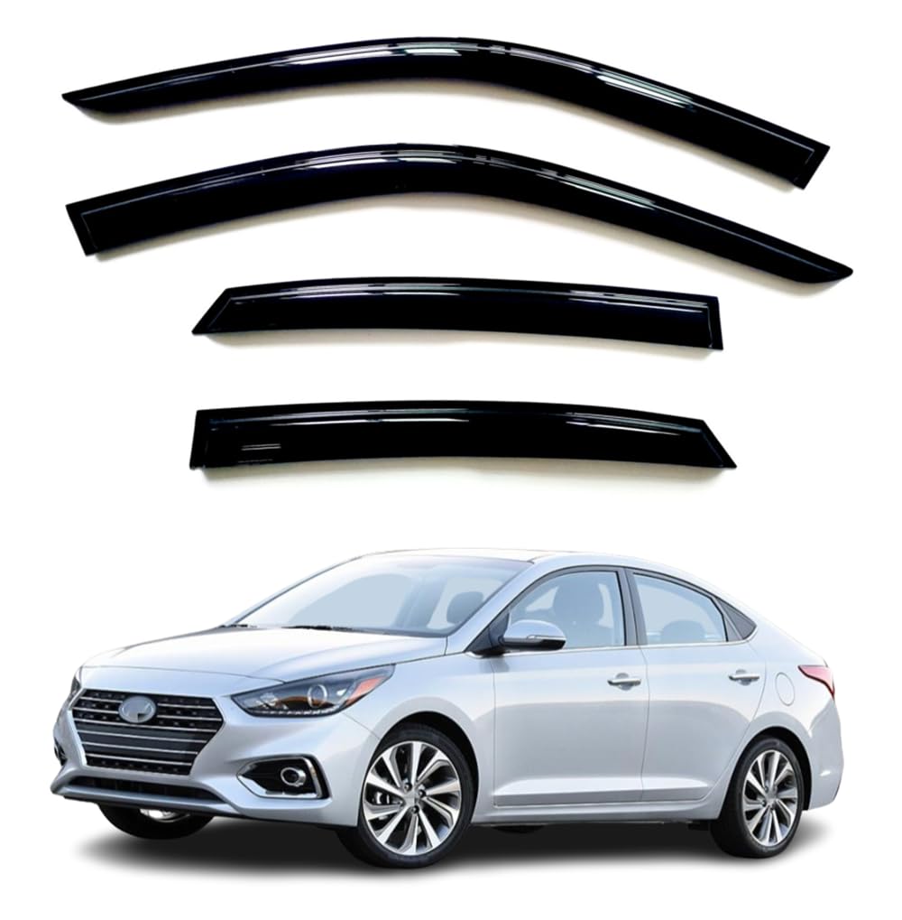 Pezmenn 4Pcs Window Visor Deflectors Rain Guards Compatible with Hyundai Accent 2018-2023