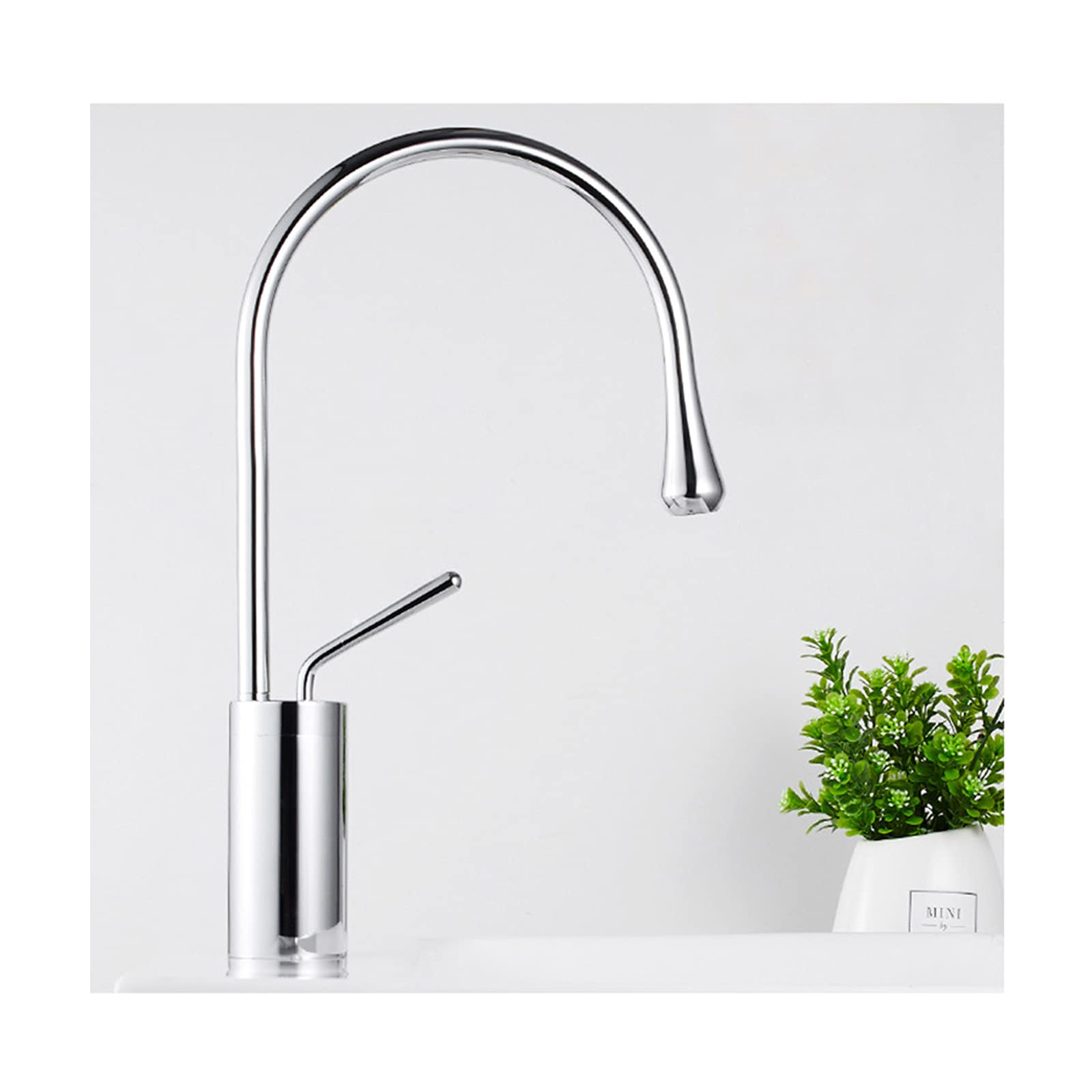 Mitigeur de lavabo monotrou en cuivre avec bec rotatif à 360 degrés