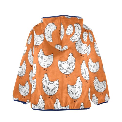 Chicken Eggs Pattern on Orange Toddler Fleece Jacket Girl Boys Hooded Fleece Jacket Coat Warm Outwear Zip-up 3-10T2